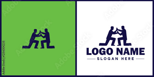 Self-Defense Class icon Martial arts training Personal protection course Combat skills workshop flat logo sign symbol editable vector