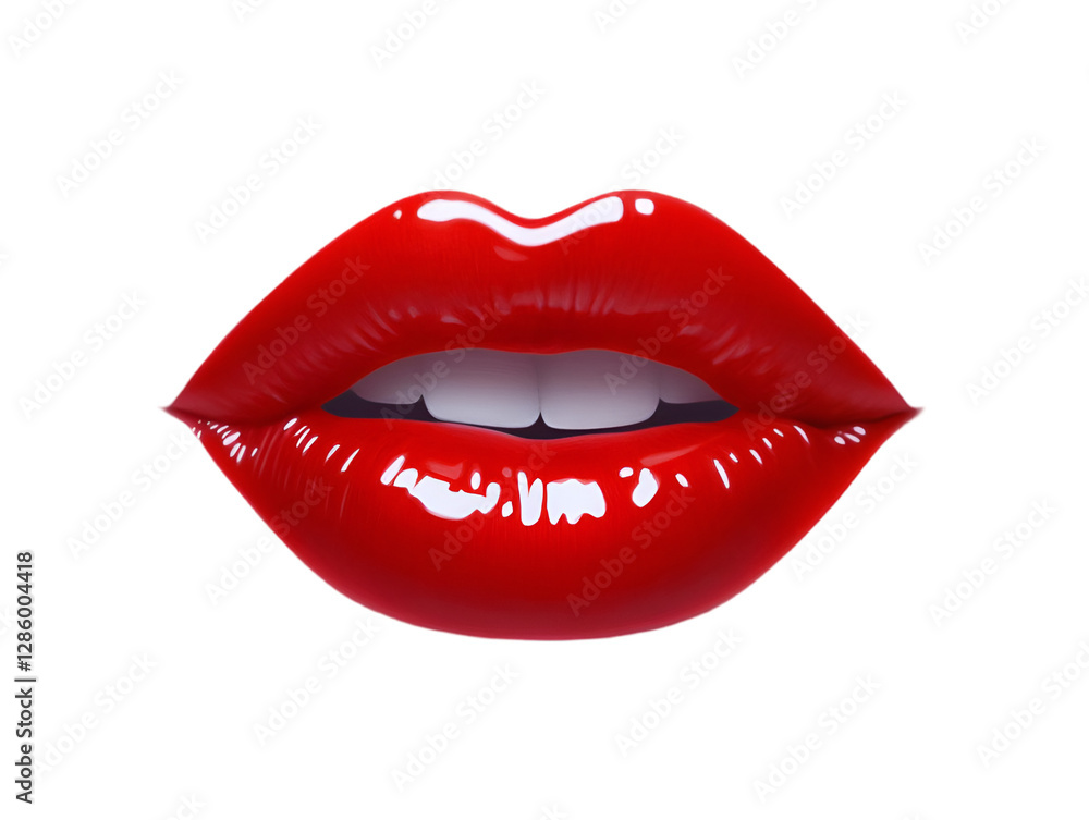 Glossy red lips conveying beauty and allure, perfect for fashion, cosmetics, and marketing themes. Glossy red lips conveying beauty and allure, perfect for fashion, cosmetics, and marketing themes.