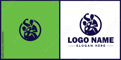 Self-Defense Class icon Martial arts training Personal protection course Combat skills workshop flat logo sign symbol editable vector