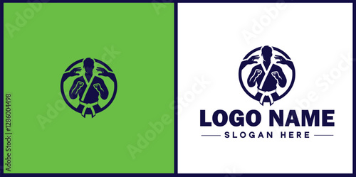 Self-Defense Class icon Martial arts training Personal protection course Combat skills workshop flat logo sign symbol editable vector