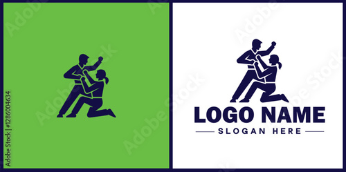Self-Defense Class icon Martial arts training Personal protection course Combat skills workshop flat logo sign symbol editable vector