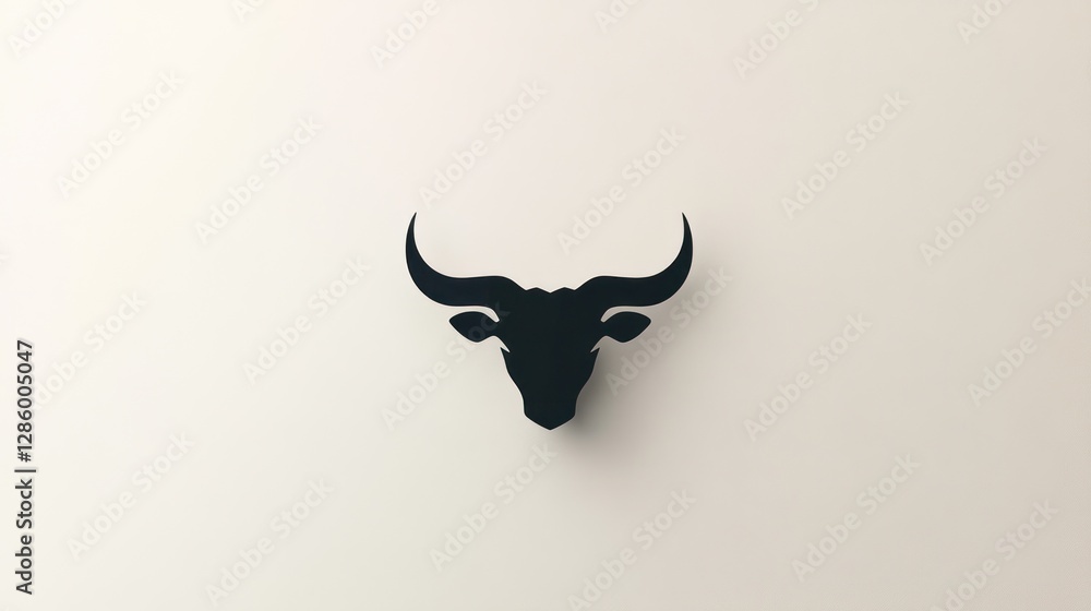 Fototapeta premium Minimalist bull head graphic on plain background. Possible use Stock photo