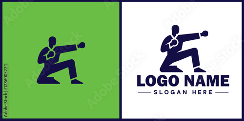 Self-Defense Class icon Martial arts training Personal protection course Combat skills workshop flat logo sign symbol editable vector