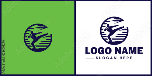 Self-Defense Class icon Martial arts training Personal protection course Combat skills workshop flat logo sign symbol editable vector