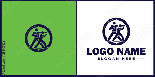 Self-Defense Class icon Martial arts training Personal protection course Combat skills workshop flat logo sign symbol editable vector