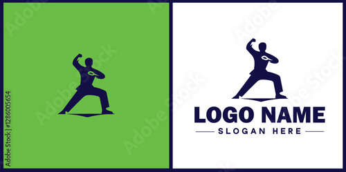 Self-Defense Class icon Martial arts training Personal protection course Combat skills workshop flat logo sign symbol editable vector