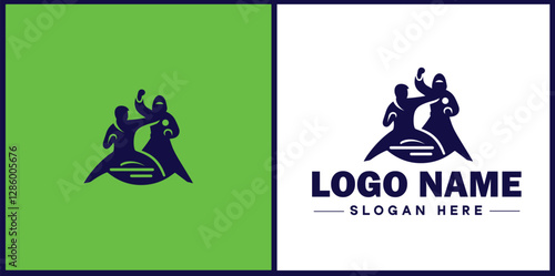 Self-Defense Class icon Martial arts training Personal protection course Combat skills workshop flat logo sign symbol editable vector