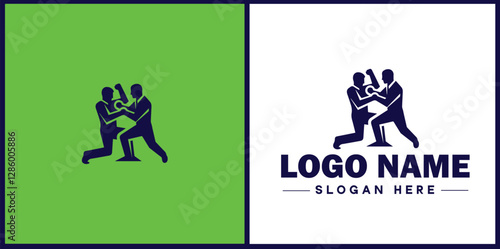 Self-Defense Class icon Martial arts training Personal protection course Combat skills workshop flat logo sign symbol editable vector