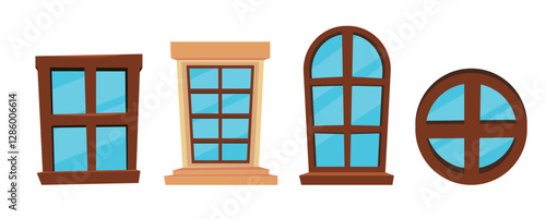 A set of windows. Cartoon window collection