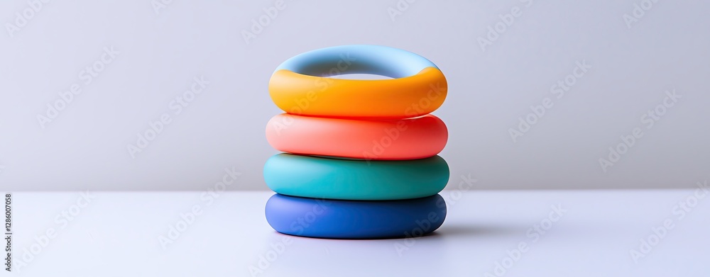 product photo on white background. super unique and interactive silicone toddler toy. bright retro colors product photo on white background. super unique and interactive silicone toddler toy. bright retro colors