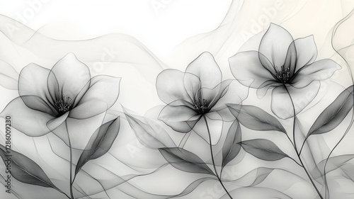 Flowers in pencil drawing style on a white background.