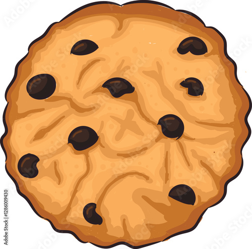 Hand drawn cookie with chocolate drops