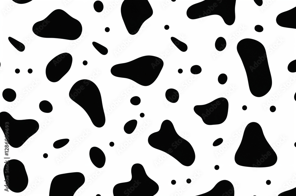 A playful and dynamic pattern consisting of various black geometric shapes and lines on a white background A playful and dynamic pattern consisting of various black geometric shapes and lines on a white background