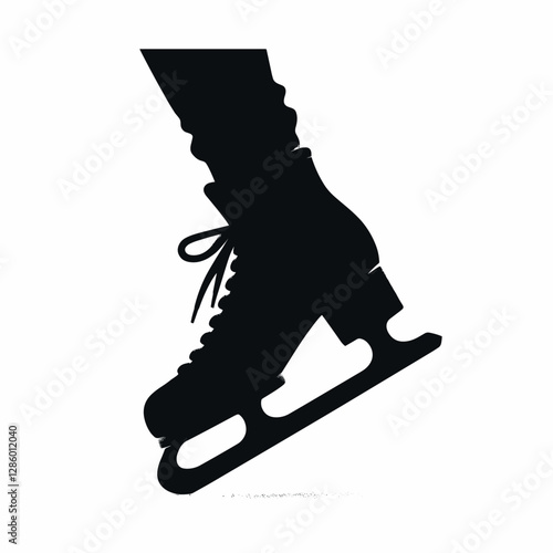 Black silhouette of an ice skate, representing winter sports, figure skating, and elegance on ice.

