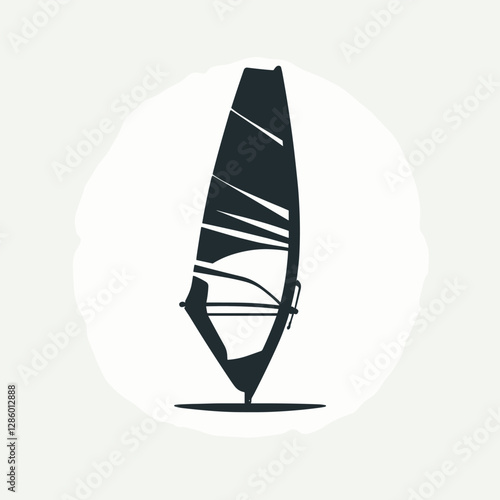 Minimalist Windsurfing Icon Illustration on Soft Background