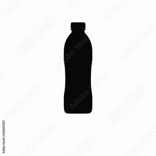 Minimalist Water Bottle Silhouette on White Background - Solid Shape Illustration