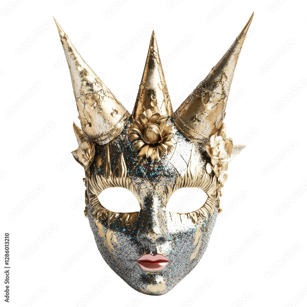 Naklejka premium Elegant gold mask display venice art studio close-up fantasy