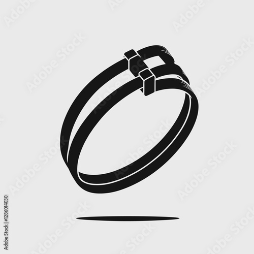 Modern Industrial Cable Tie Symbol - Minimalist Black and White Illustration