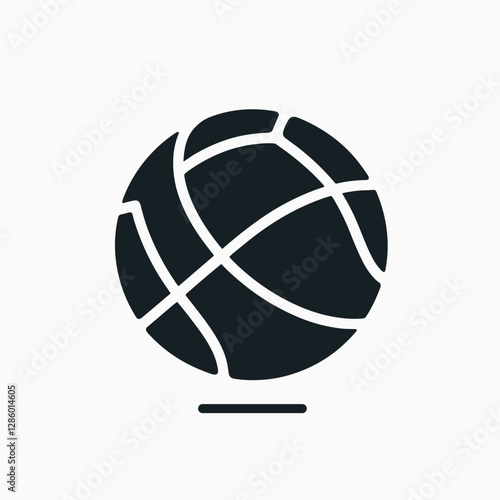 Minimalist Sport Ball Icon on White Background - Flat Illustration