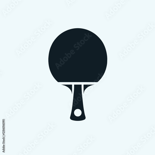 Minimalist Table Tennis Paddle Icon - Flat Illustration Design