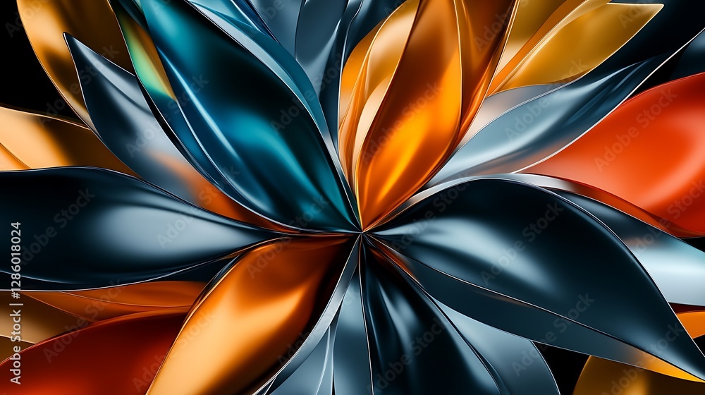 Metallic Floral 3D Render: Abstract Design in Rich Jewel Tones AI Generated Metallic Floral 3D Render: Abstract Design in Rich Jewel Tones AI Generated