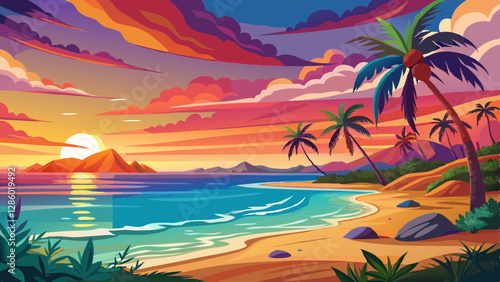 panoramic sea skyline beach amazing sunrise beach landscape panorama of tropical beach seascape horizon abstract colorful sunset sky light tranquil relax summer seascape freedom wide angle