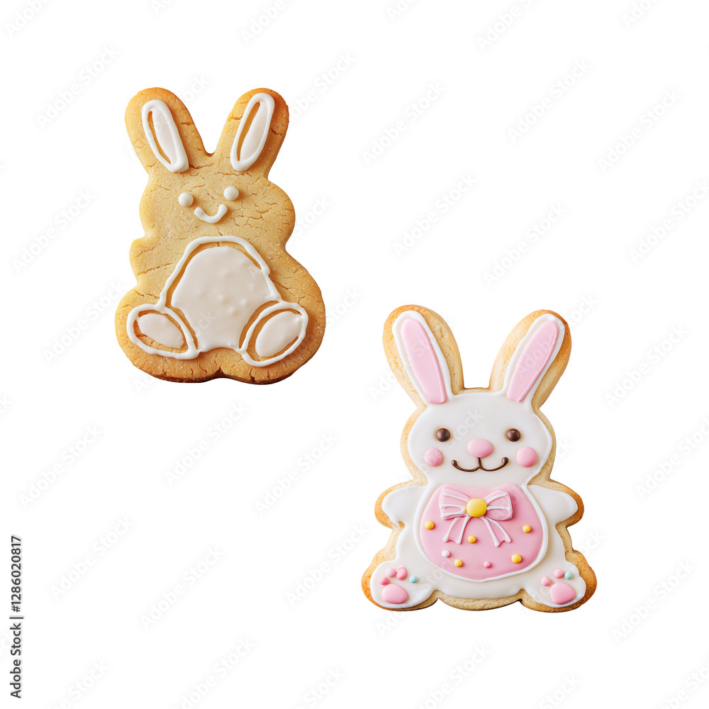 Obraz premium Easter bunny sugar cookies with icing decorations 