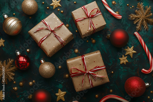 Festive Christmas Holiday Scene with Presents and Decorations