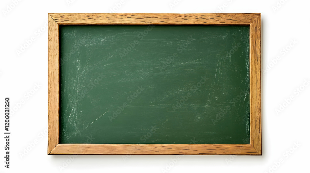 Green chalkboard with wooden frame, empty educational board. Isolated on White Background, - Green chalkboard with wooden frame, empty educational board. Isolated on White Background, -