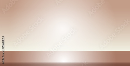 Studio brown background. Light neutral wall product room. Minimal pastel table scene. Empty desk stage for beauty cosmetic presentation. Vector mocha mouse gradient illustration. Banner template.