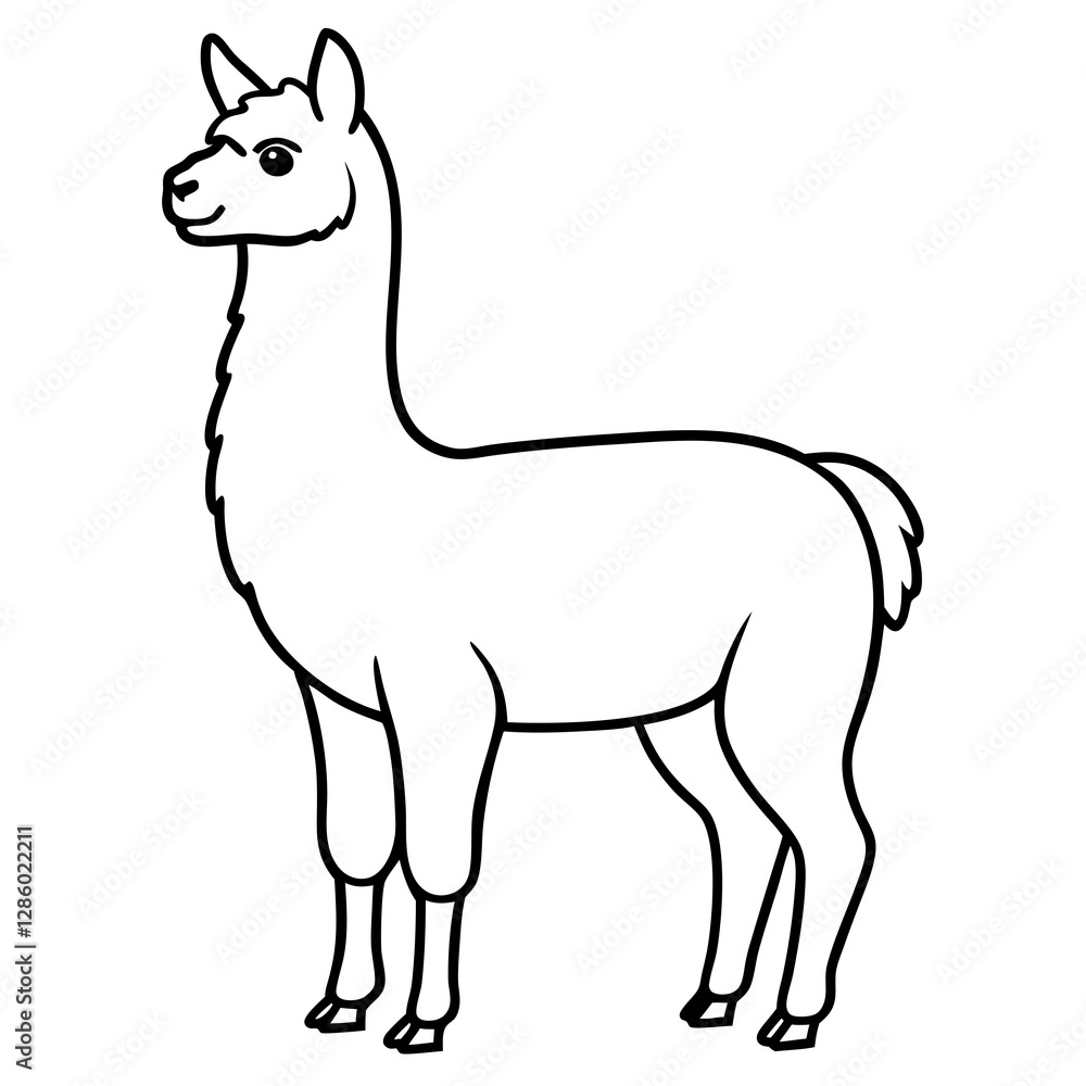 Clean & Simple Llama Line Art Vector Clean & Simple Llama Line Art Vector