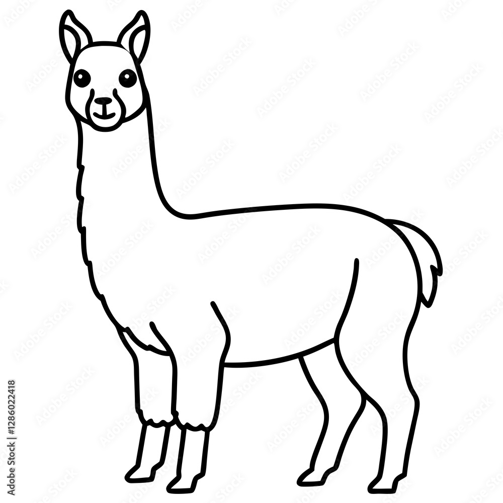 Clean & Simple Llama Line Art Vector Clean & Simple Llama Line Art Vector