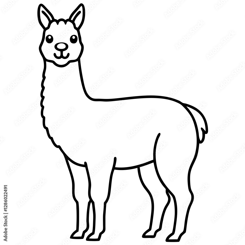 Clean & Simple Llama Line Art Vector Clean & Simple Llama Line Art Vector