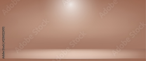 Brown gradation background. Light neutral wall product room. Minimal pastel table scene. Empty desk stage for beauty cosmetic presentation. Vector mocha mouse gradient illustration. Banner template.