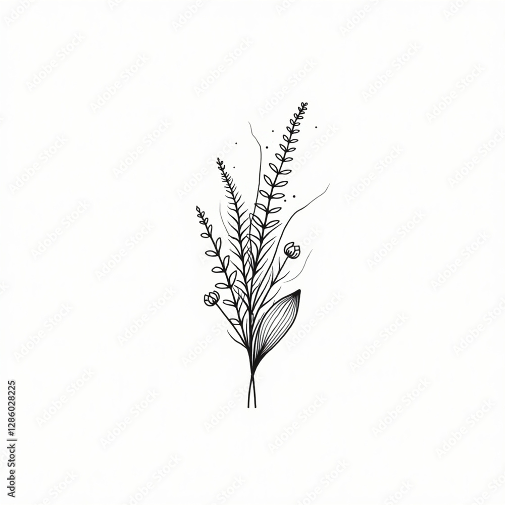 Fototapeta premium Botanical Line Art Tattoos Poster – Minimalist Floral Ink Art