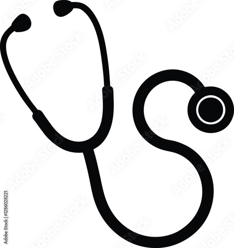 Black silhouette medical stethoscope icon 