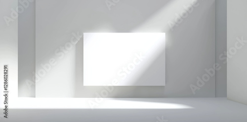 Wallpaper Mural Minimalist White Room Interior Design Mockup Blank Square Canvas with Sunlight Shadows Torontodigital.ca
