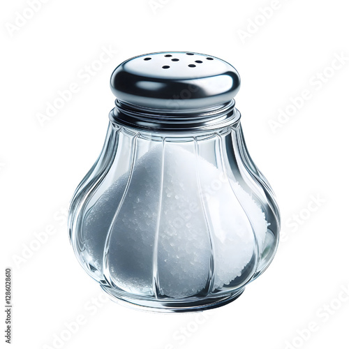 glass salt shaker isolated on white background
