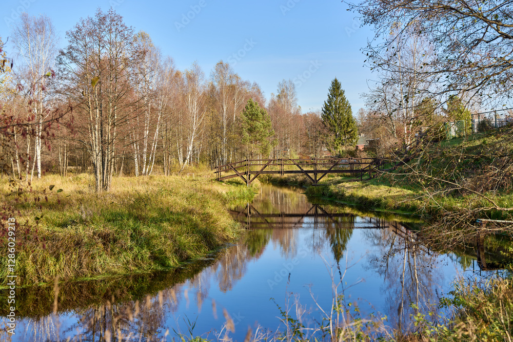 Tranquil view of the river bank in autumn Tranquil view of the river bank in autumn