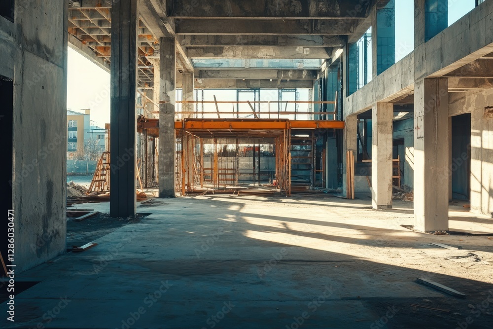 Vibrant Image of Building at Construction Site Vibrant Image of Building at Construction Site