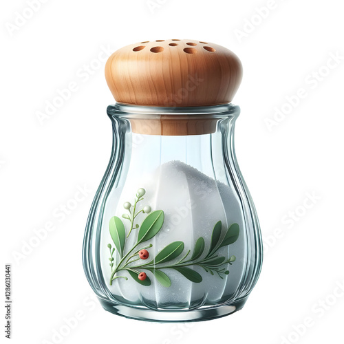 glass salt shaker isolated on white background
