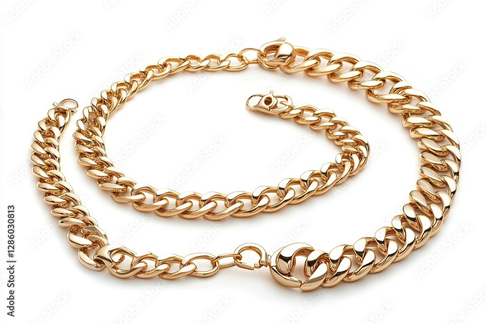 Gold Jewelry Gold Chain Bracelet and Necklace Isolated on White Background Gold Jewelry Gold Chain Bracelet and Necklace Isolated on White Background