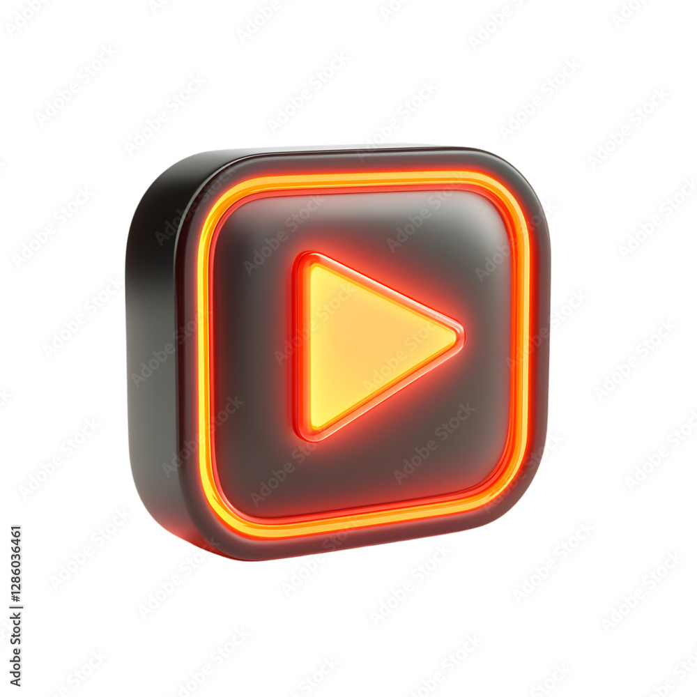 Glowing Red Play Button Icon Isolated on Transparent Background Glowing Red Play Button Icon Isolated on Transparent Background