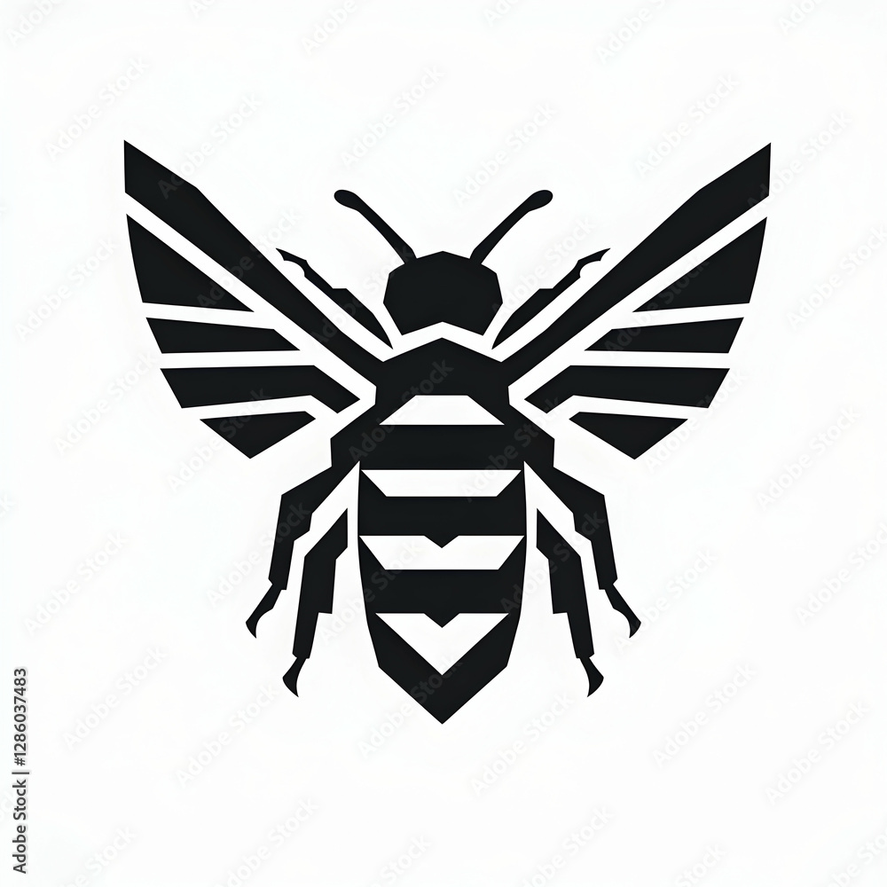 Obraz premium Geometric Bee Logo Design Black Insect Icon Branding Graphic