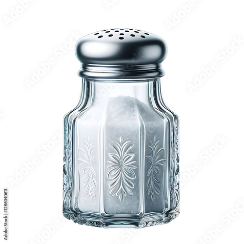 glass salt shaker isolated on white background