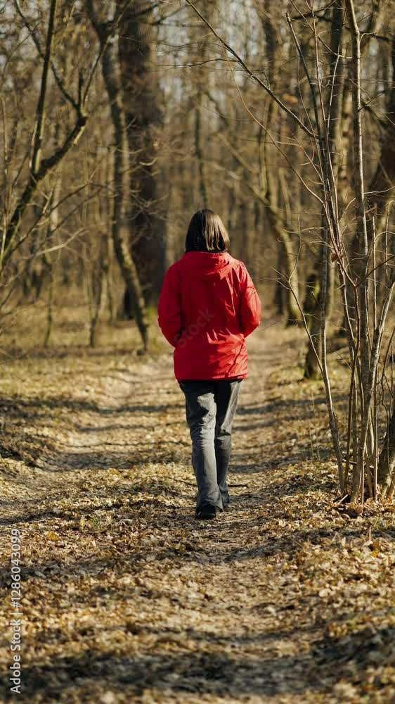 A girl enjoys the beautiful nature and fresh air in the middle of the forest. A girl enjoys the beautiful nature and fresh air in the middle of the forest.