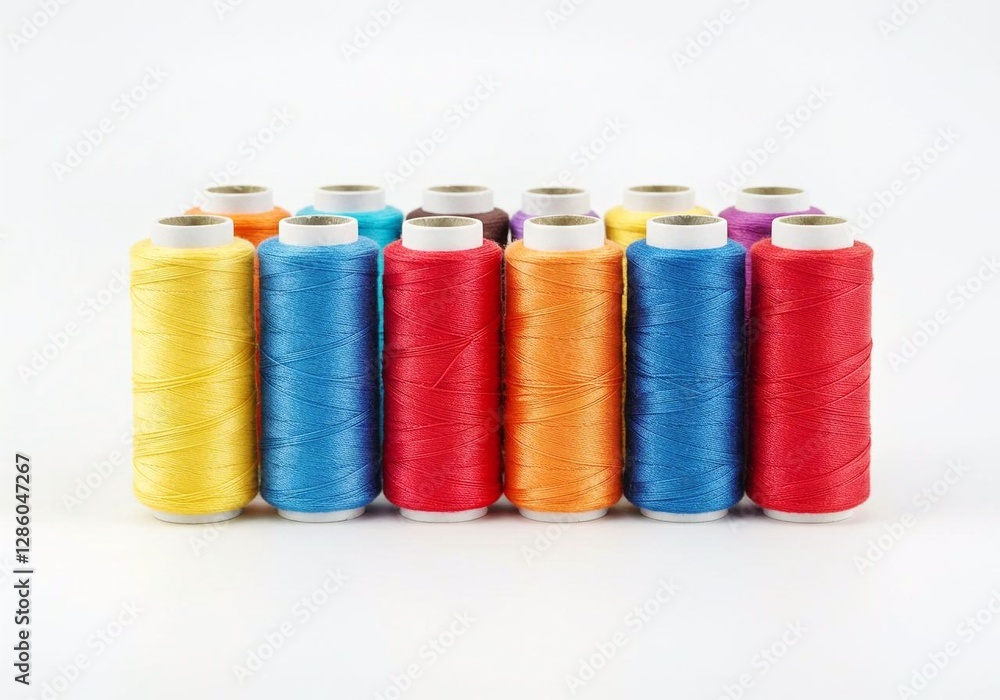 Colorful spools of thread symbolize creativity and diversity in sewing.colourful, background Colorful spools of thread symbolize creativity and diversity in sewing.colourful, background