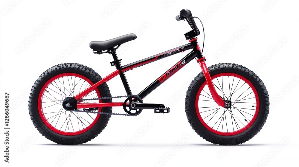 Fototapeta premium Black and Red Kids BMX Bike Studio Shot
