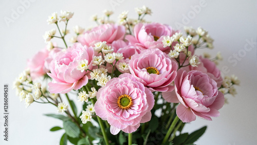 Soft Pink Ranunculus and White Matthiola Bouquet: Perfect for Mother's Day Promotions and Floral Advertisements