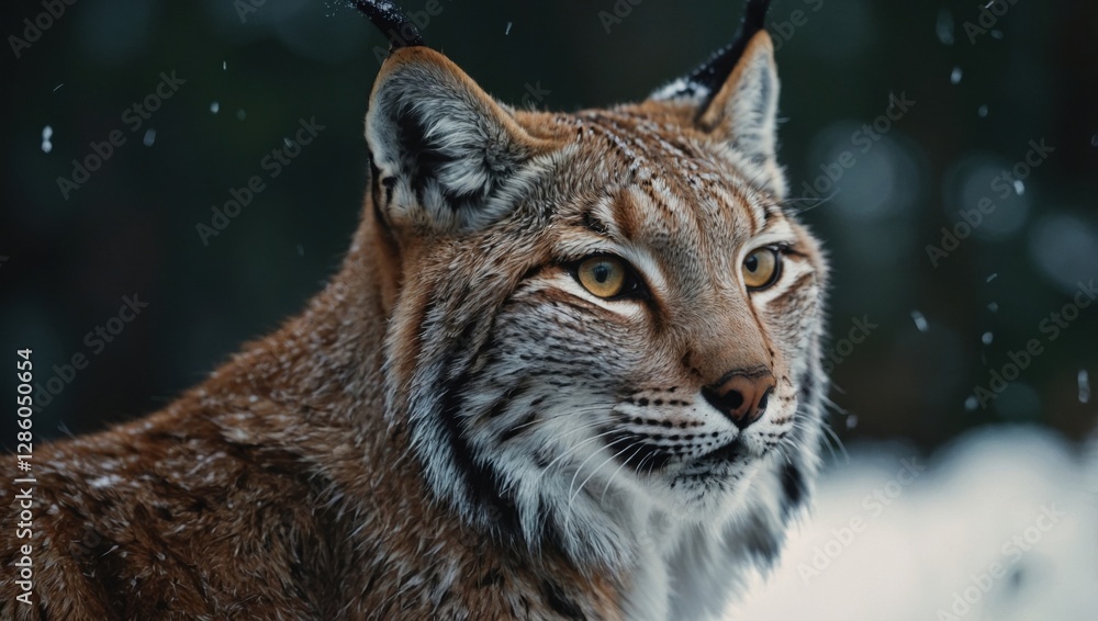 Obraz premium Close-up of a lynx in a winter forest